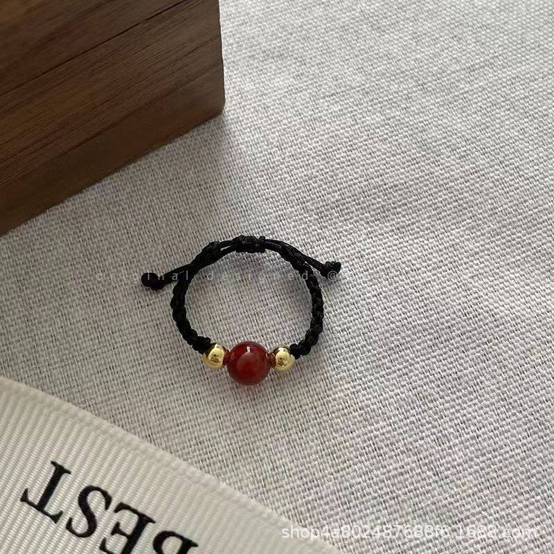 编织红豆戒指三件套男女同款学ins百搭高颜值红豆【戒指】