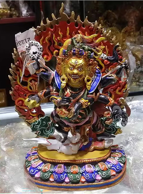 黑六臂玛哈嘎拉尼泊尔彩绘佛像