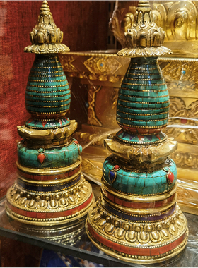 尼泊尔纯铜嘎当塔绿松石噶当塔