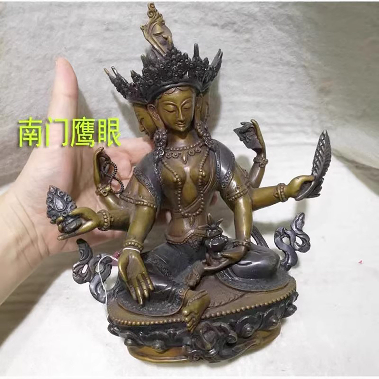 7寸财源天母 尼泊尔纯铜佛像 财宝佛母 财续佛母 若君玛 高约21cm