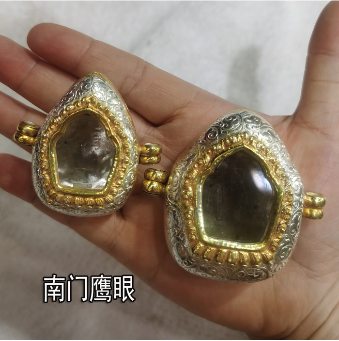 尼泊尔925纯银鎏真金嘎乌盒吊坠 随身佛龛挂件 嘎呜吊件 擦擦挂坠