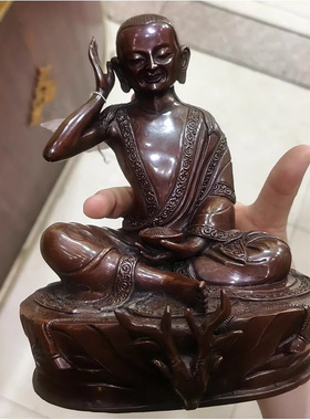 尼泊尔进口纯铜佛像摆件米拉日巴