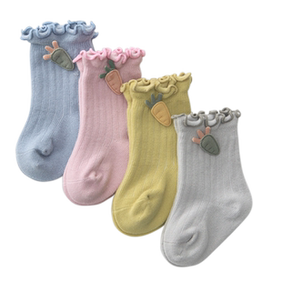 宝宝袜子春秋婴儿袜子松口不勒腿棉新生儿中筒儿童小中筒木耳边