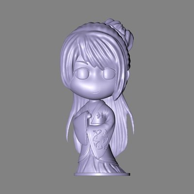 stl双鱼座汉服小姐姐圆雕图卡通可爱精修雕刻机3D立体打印L0384