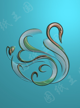 J0077天鹅jdp精雕图抽象精美天鹅bmp灰度图纸木雕玉雕机雕源文件