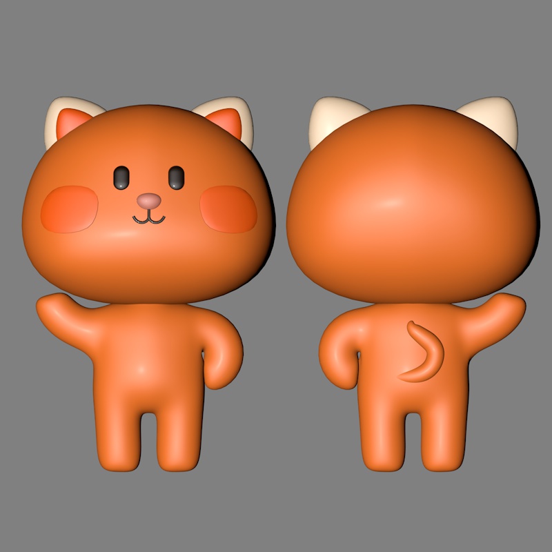 卡通可爱萌宠小猫咪stl圆雕图3D立体打印雕刻机三维模型图纸L0517