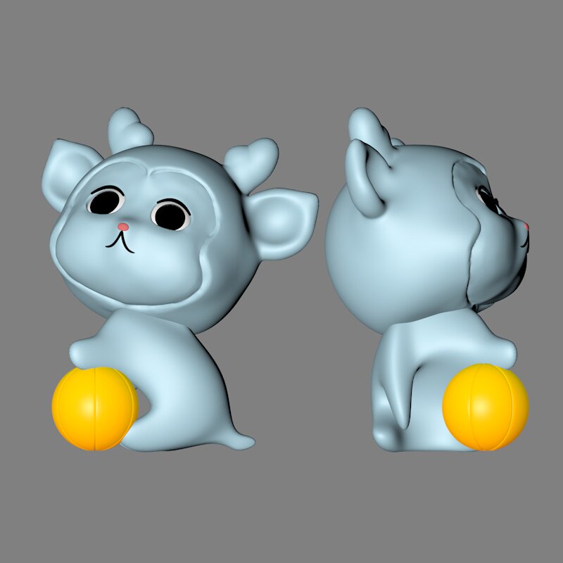 卡通可爱萌宠小麋鹿驯鹿梅花鹿一鹿有你玩球stl圆雕图3d打印l0587