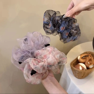 新款雪纺碎花抓夹春夏新款蝴蝶结简约时尚百搭发夹后脑勺盘发头饰