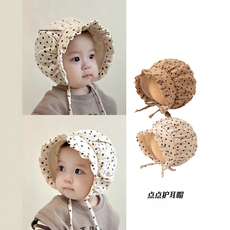 波点婴幼儿外出防晒帽公主帽潮