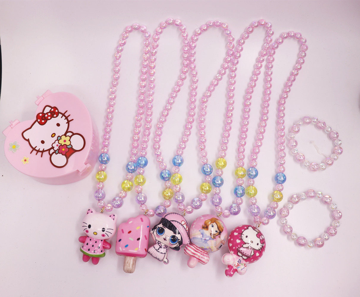 儿童发光项链戒指手链耳夹套装可爱超萌首饰配饰韩国时尚公主女童