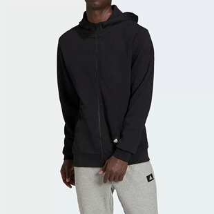 Adidas阿迪达斯M FI DBLKNT FZ男子针织运动休闲连帽外套HA1416