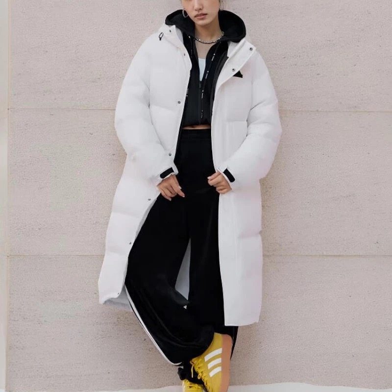 阿迪达斯女子长款连帽羽绒服外套