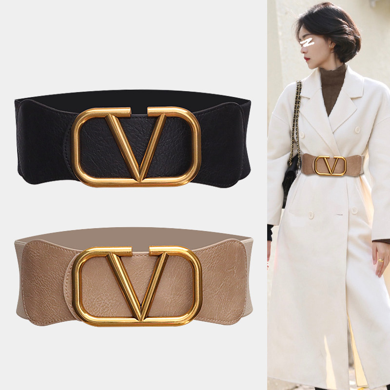 欧美腰封女配大衣裙子松紧带腰带