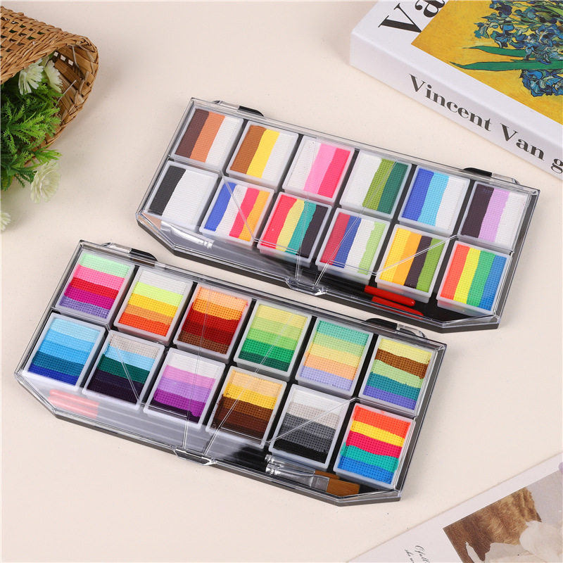 水溶性脸部人体彩绘速干易清洗儿童万圣节舞台表演啦啦队脸彩虹盘