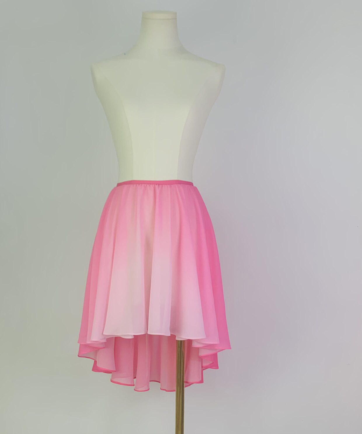 仙女芭蕾裙梦幻渐变枚粉360度排练裙长款松紧腰弹力系带舞蹈纱裙