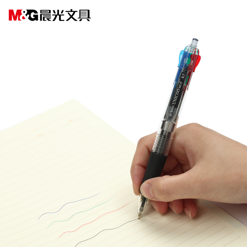 四色圆珠笔 按动 办公学习 4色油笔