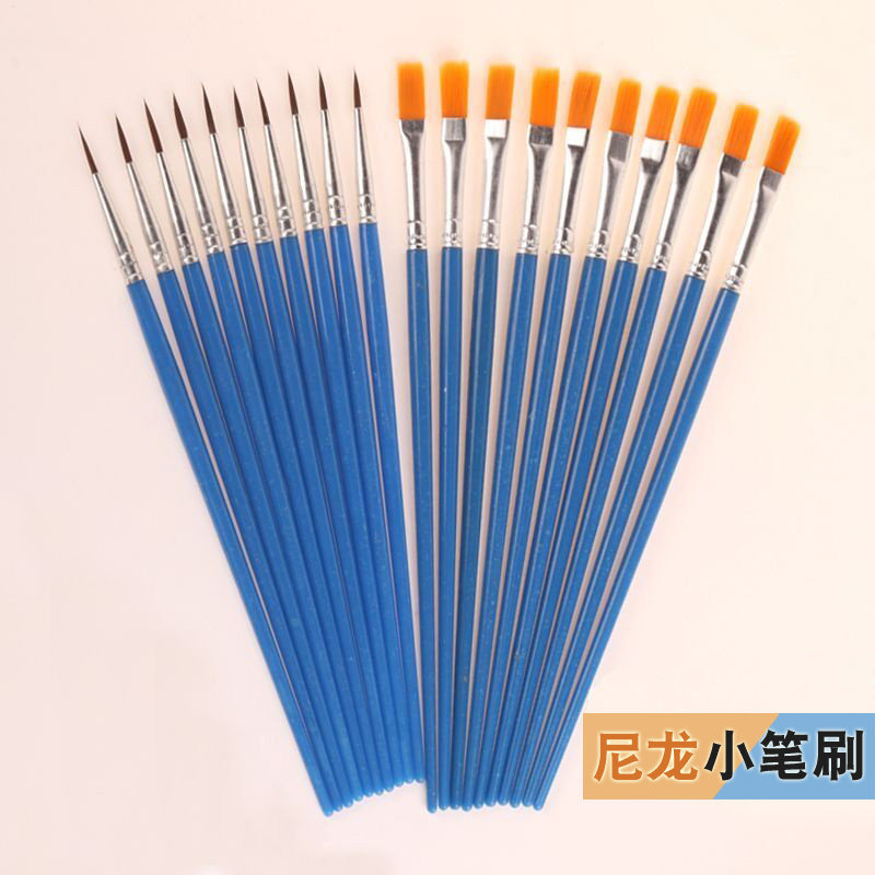 涂绘平头笔刷勾线水彩画图片