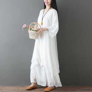 women clothes实拍 禅舞服装女套装中国风禅意仙女连衣裙茶服禅服