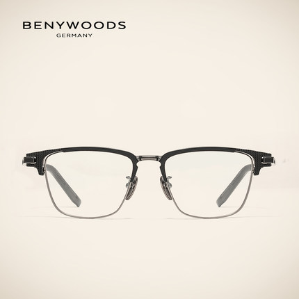 BENYWOODS木村拓哉纯钛眼镜大脸商务男半框可配度数近视眼镜架