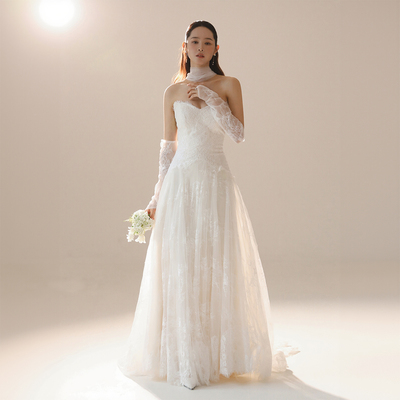 Veils复古蕾丝婚纱三件套