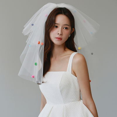 Veils七彩波波头纱超可爱