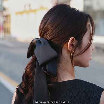 Veils黑色复古大号蝴蝶结发饰