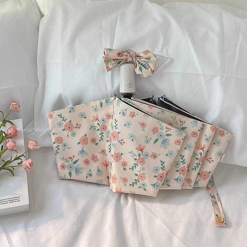温柔小碎花自动/手动晴雨伞防晒紫外线折叠口袋女生高颜值太阳伞