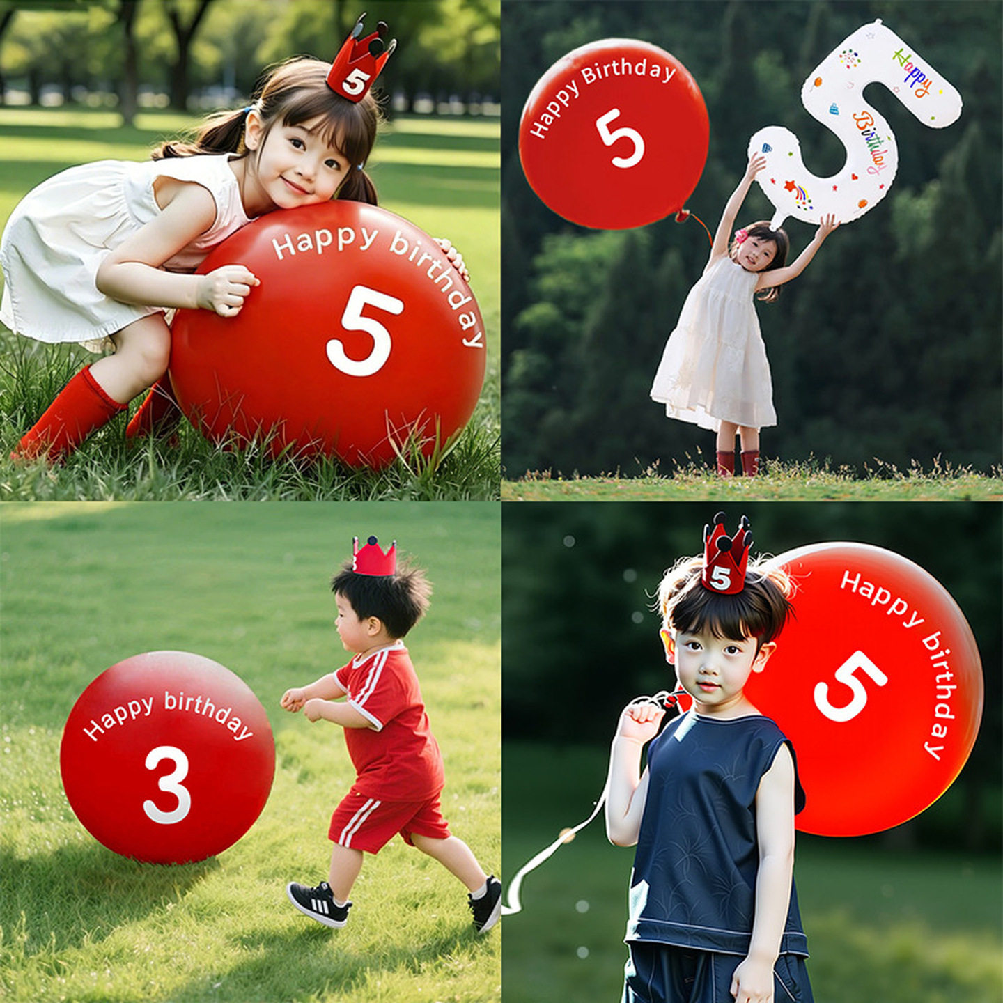 生日氛围感道具快乐红色气球数字3拍照仪式2周岁女童装饰场景布置