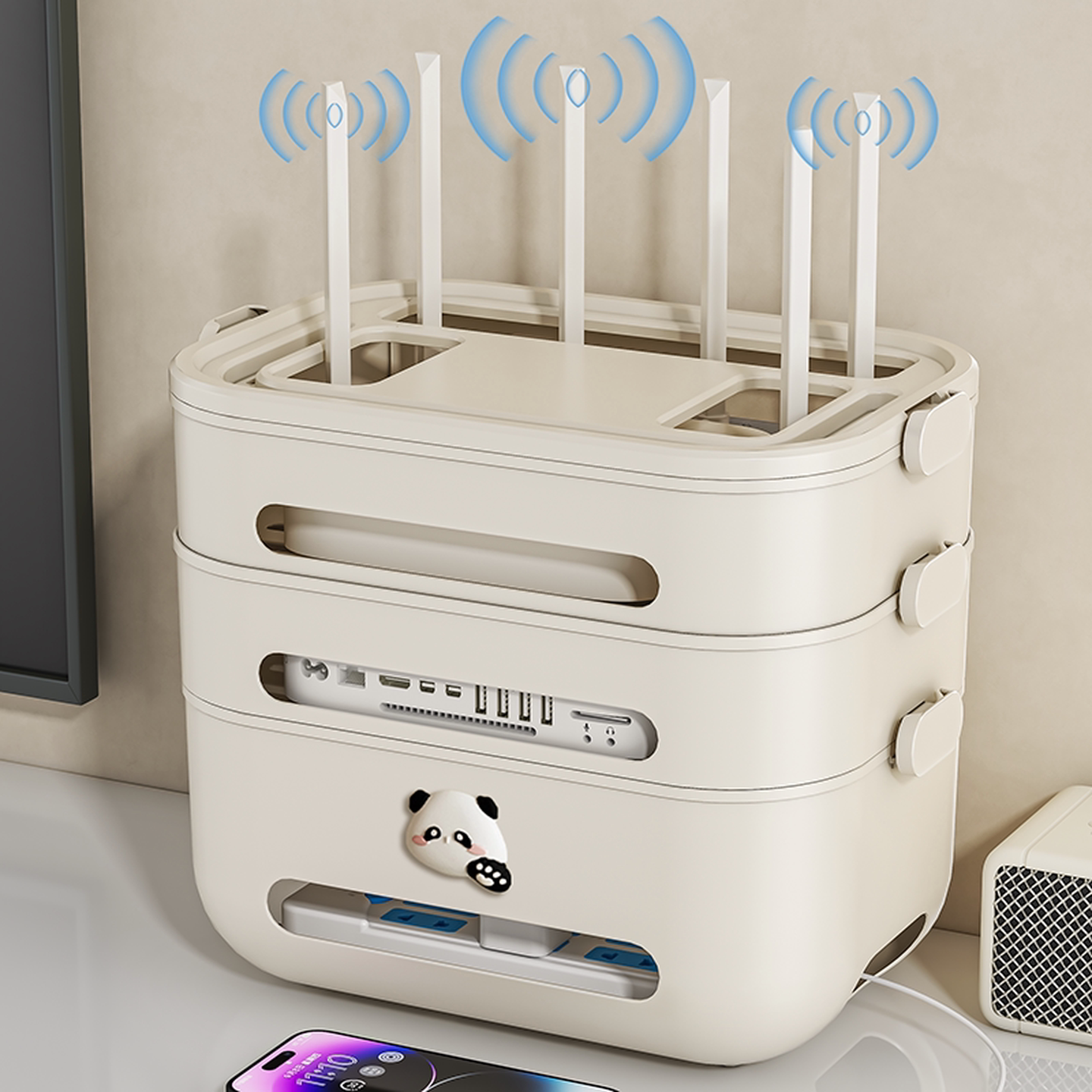 wifi路由器收纳盒子放置架电视机顶盒隐藏置物架插座宽带整理神器