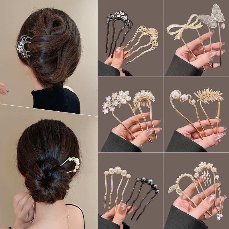 珍珠插梳发饰丸子头盘发器固定发簪子2025新款女u型发夹发插头饰,饰品/流行首饰/时尚饰品新,发饰,淘宝优惠券,粉丝福利购,淘宝优惠卷