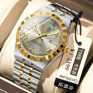 瑞士品牌新款男士手表防水夜光高档原装双日历商务时尚全自动男表
