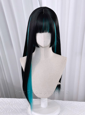 假发物语+ 新中式绮谭青灯公主切女长直发绿色挂耳染日系亚文化