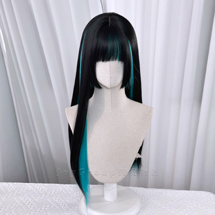 假发物语+ 新中式绮谭青灯公主切女长直发绿色挂耳染日系亚文化