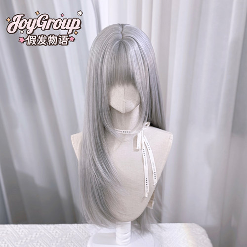 哥特斜刘海高层次头套银色假发