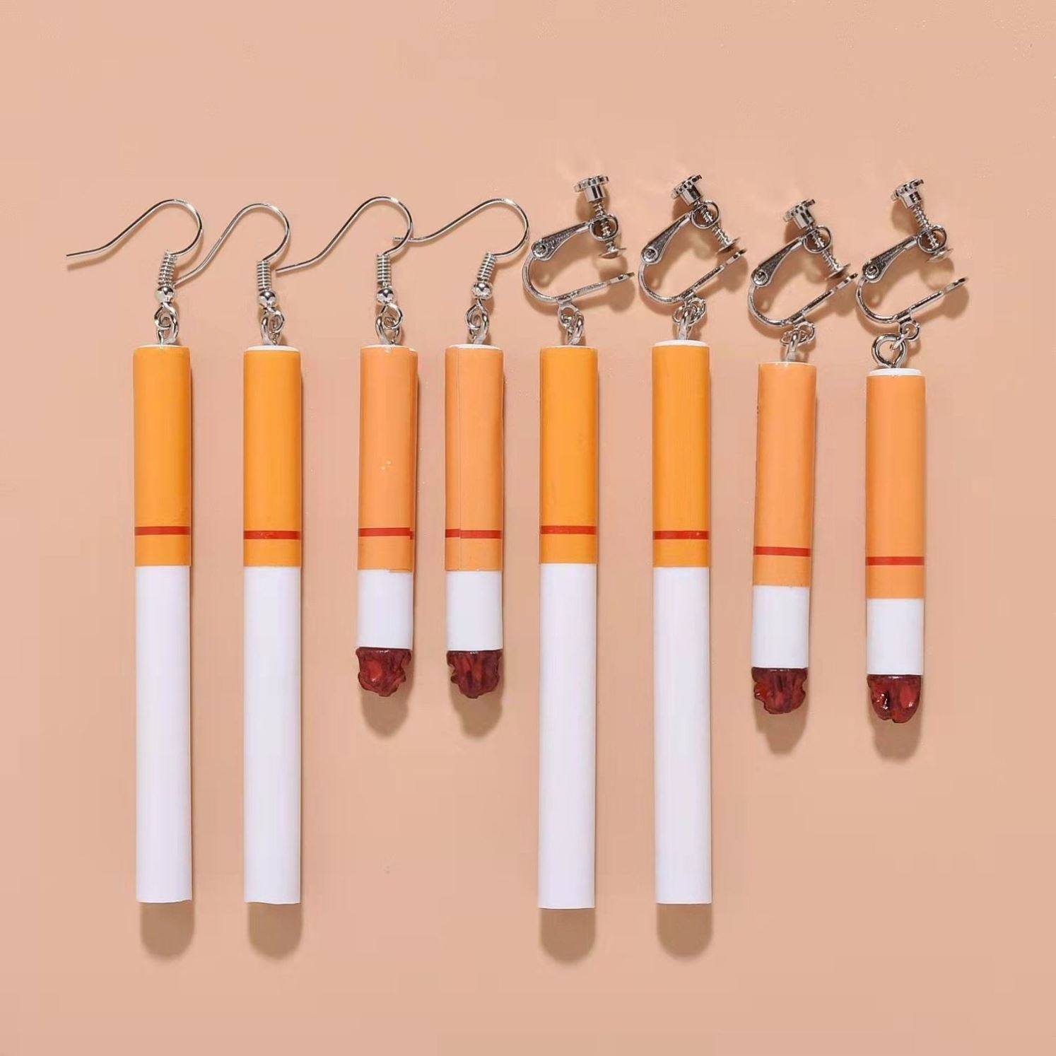 日韩复古烟头耳环趣味搞怪潮人个性夜店耳钩耳夹女模型耳钉耳饰品