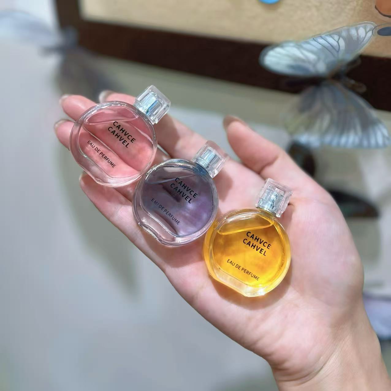 q版粉黄绿紫邂逅香水小样持久