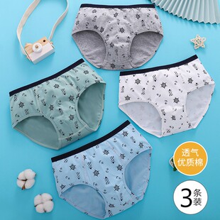 男童三角内裤纯棉男孩青春期发育内裤小学生男大童短裤男生3条装