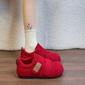 秋冬阿甘鞋 婚鞋 超火软底舒适德训鞋 红色本命年女鞋 34码 运动鞋 春季