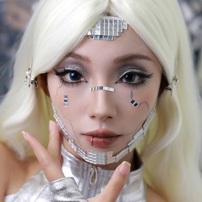 AI妆容马赛克贴纸赛博朋克未来