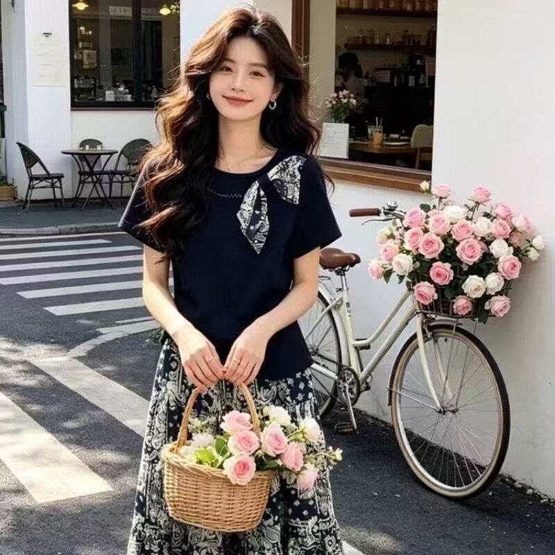 绝美大方得体蝴蝶结两件套