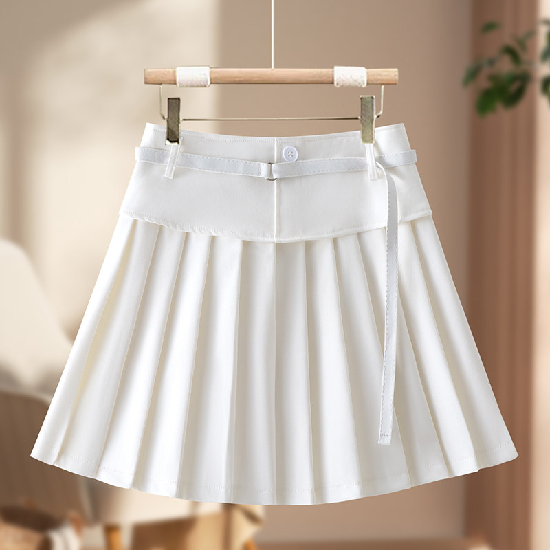 学院风白色百褶半身裙女夏季新款高腰显瘦A字短裙小个子百褶短裙