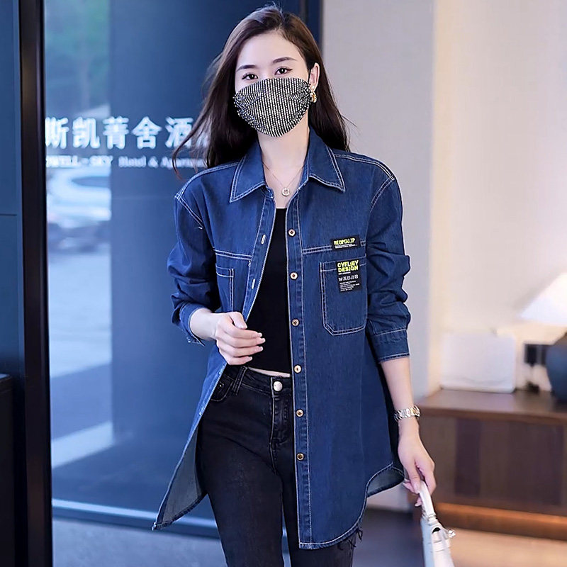 休闲牛仔衬衫外套女宽松显瘦