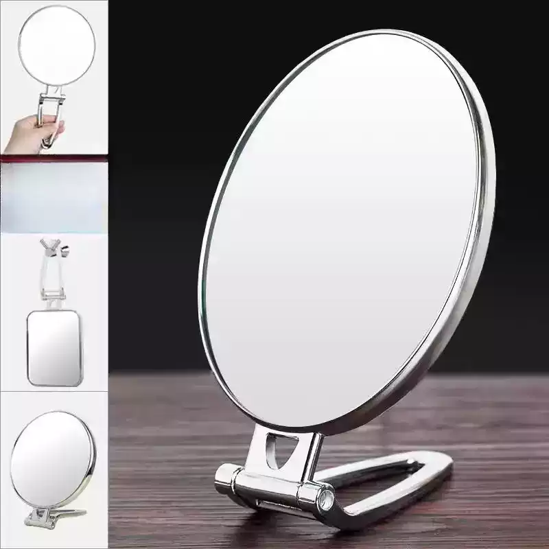 台式化妆镜子双面手柄镜便携折叠壁挂镜小镜子高清带美容镜子