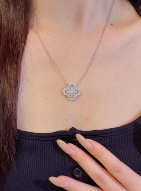 S925纯银四叶草项链女轻奢小众设计感锁骨链生日礼物送女友送闺蜜