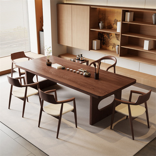 新中式实木大板茶桌椅组合茶台茶室茶几办公室现代简约禅意泡茶桌