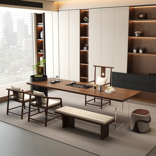 轻奢现代高级感实木茶桌椅组合简约泡茶台家用客厅办公室2026新款