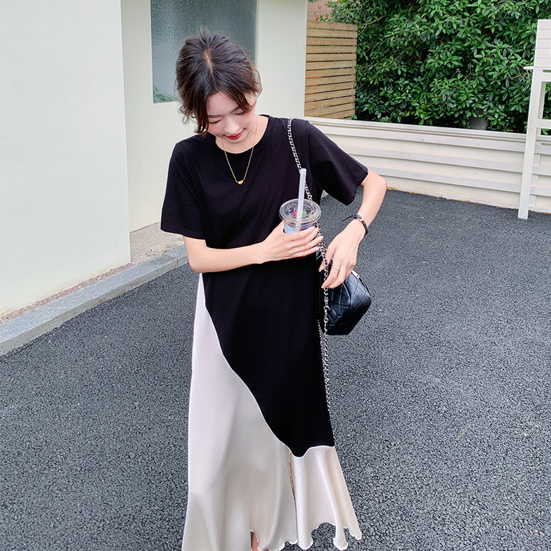 黑色不规则连衣裙斜裁剪不对称裙子女2025夏303-Q6835-P115-K158,女装连衣裙,宁宁家