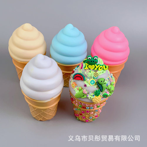 奶油胶小夜灯素材DIY手工配件仿真冰淇淋甜筒发光玩具night light