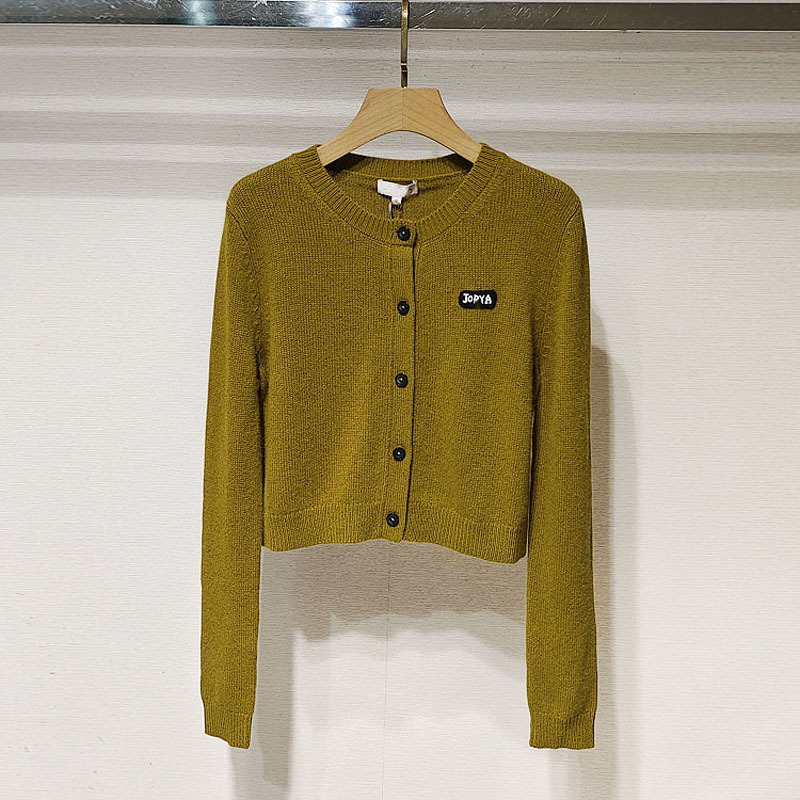 现货法式高级秋装XRJ6M14D圆领字母刺绣通勤简约长袖针织吊带开衫