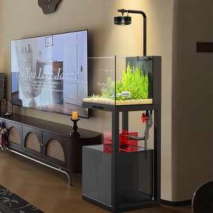 2025新款 落地专用兰寿鱼缸 中小型客厅方缸底滤一体不锈钢底柜立式